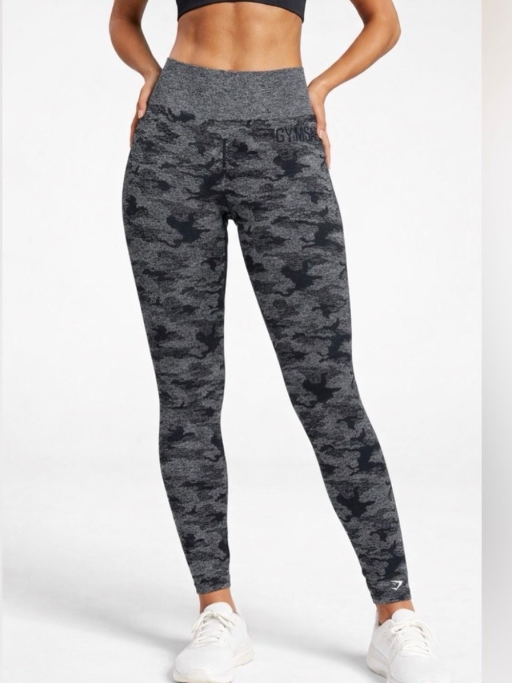 Gymshark Adapt Camo Seamless Scrunch Butt Leggings Gray Black Size S GLLG1931